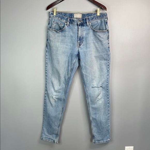 Everlane Men's Light Blue The Organic Slim Fit Jeans Distressed 32 32 - Picture 11 of 11